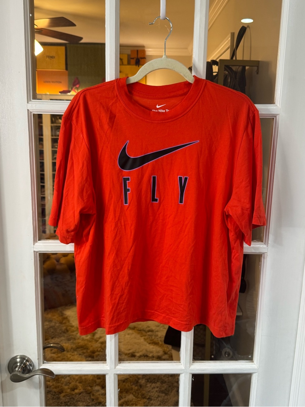 Nike Fly Red T-shirt with Black Swoosh loose fit - Picture 3 of 7